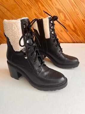 Marc Fisher Lansly Lace-Up Combat Boots Black Size 8.5